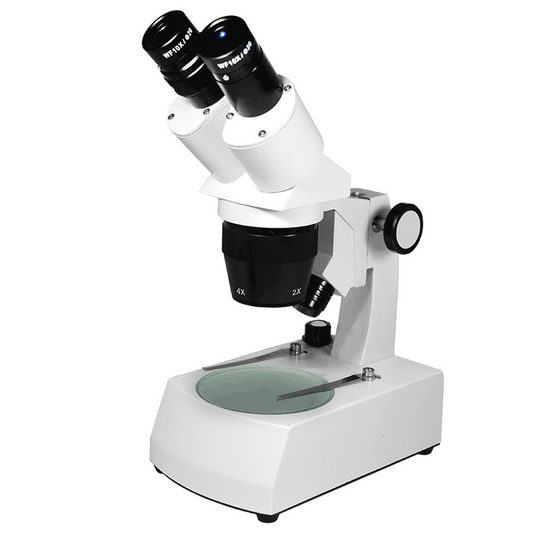 20X/40X Widefield Stereo Microscope, Binocular, Track Stand, LED Top and Bottom Light, Bright Field, SKU FS12120331, three quarter front view
