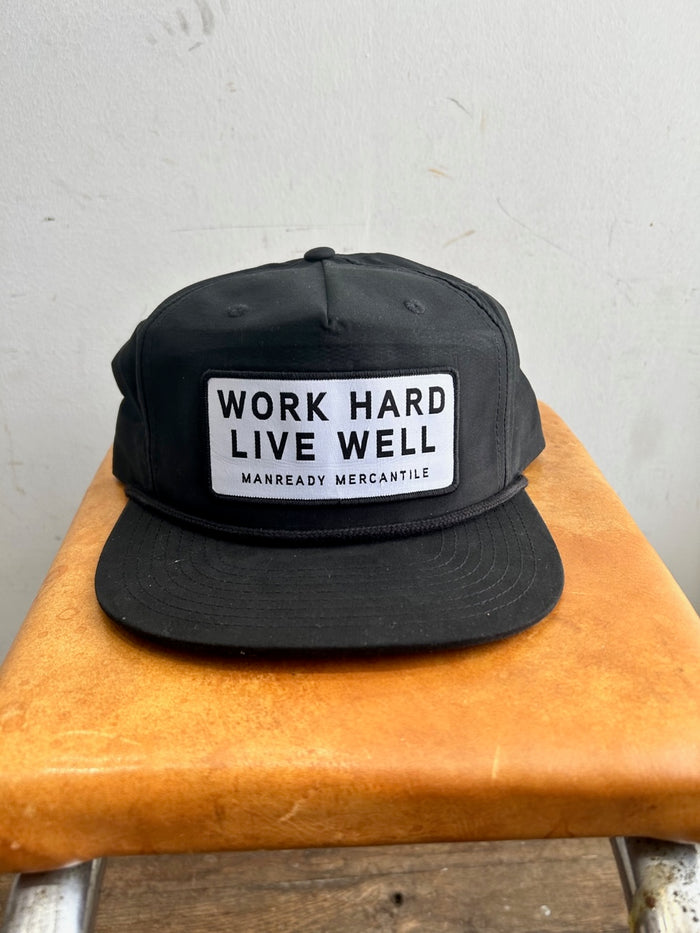 256 Richardson Hat | Work Hard Live Well | Black + White | Manready Mercantile