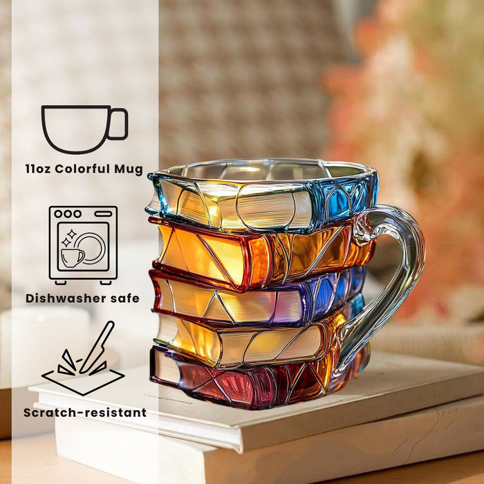📚 3D Painted Book Mug – Unique Resin Coffee Cup for Readers & Book Lovers🍵