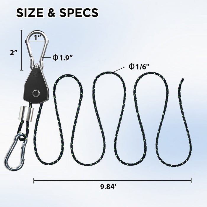 4 - Pack 1/8" Adjustable Rope Ratchet Tie Down Strap Set - Eagle Peak Custom Canopy Tent