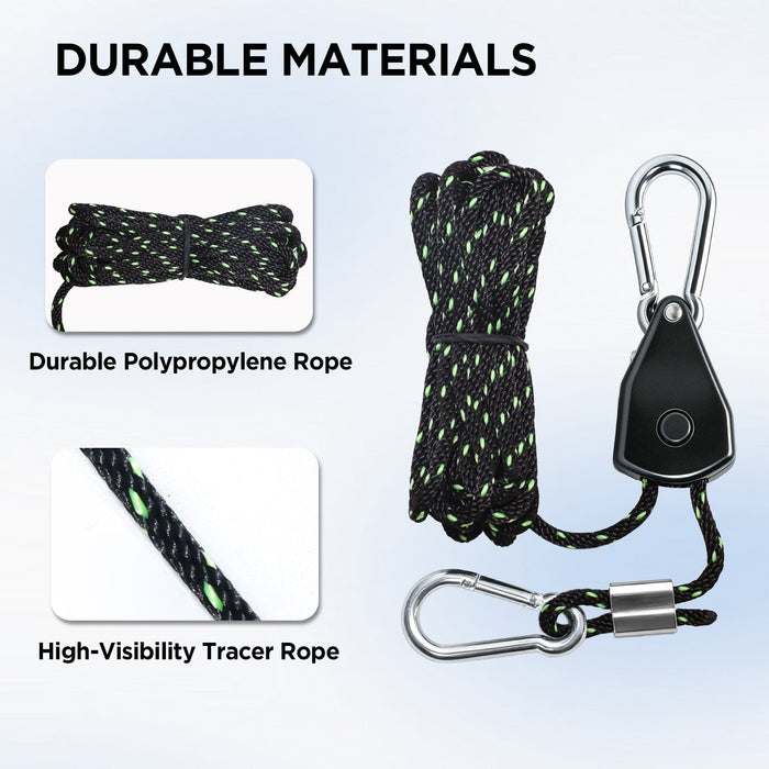 4 - Pack 1/8" Adjustable Rope Ratchet Tie Down Strap Set - Eagle Peak Custom Canopy Tent