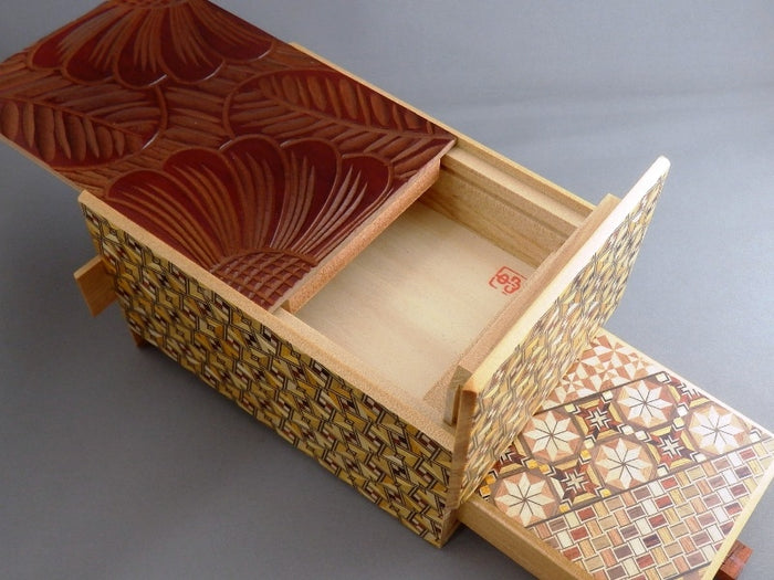 5 Sun 10 + 1 Step (KK) Japanese Puzzle Box with SECRET DRAWER!