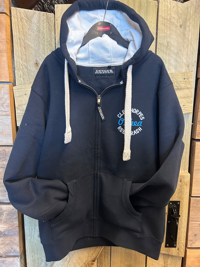 Cleethorpes navy zipped hoodie surf & sun