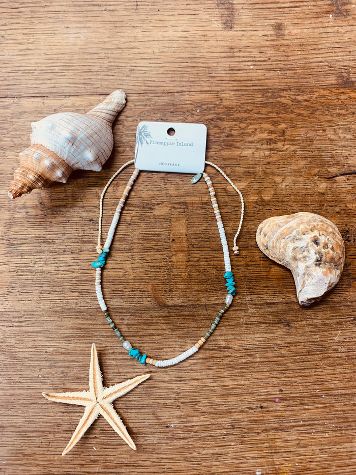 MADASARI BEACH MOTHER OF PEARL BLUE NECKLACE- LIMN-008