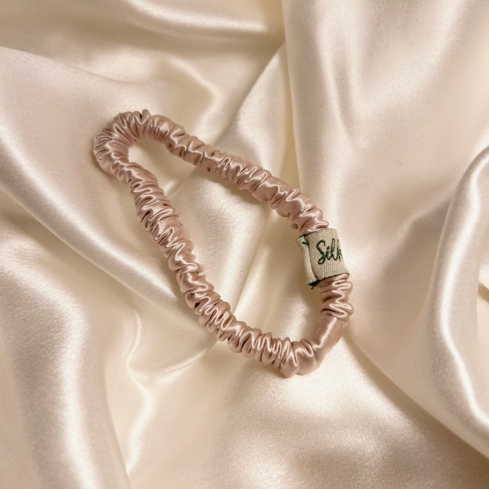 pink mulberry silk hair ribbon - scrunchie - 22 momme
