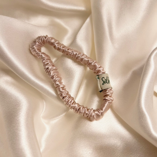 pink mulberry silk hair ribbon - scrunchie - 22 momme