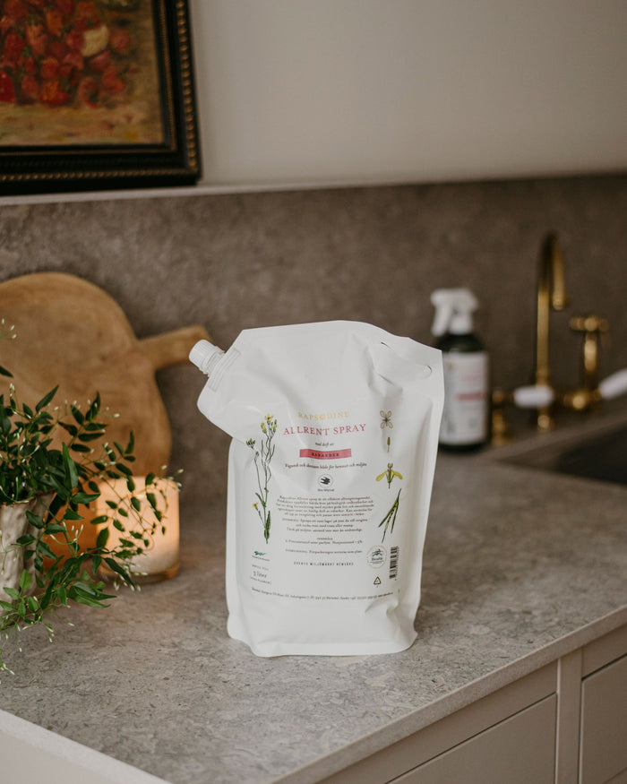 Ekologisk allrengöringsspray refill från Rapsodine, naturlig och miljövänlig rengöring för kök och hem