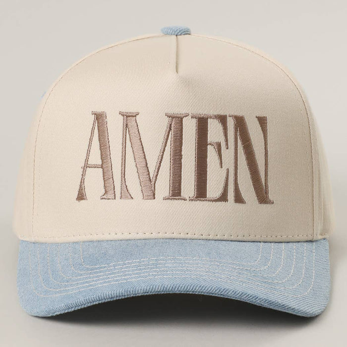 AMEN Embroidery Two-Tone Trucker Hat: WHITE CAMO / One Size