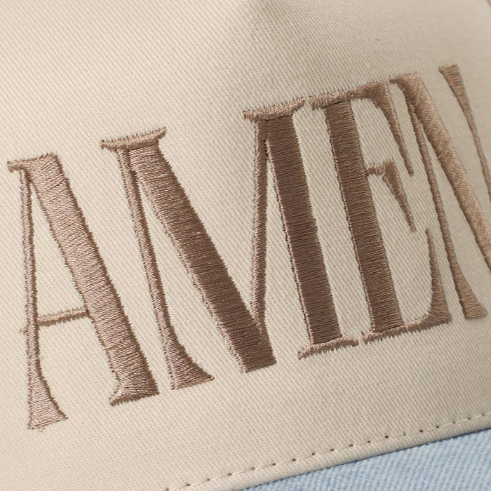 AMEN Embroidery Two-Tone Trucker Hat: WHITE CAMO / One Size