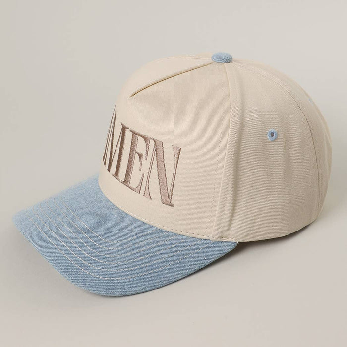 AMEN Embroidery Two-Tone Trucker Hat: WHITE CAMO / One Size