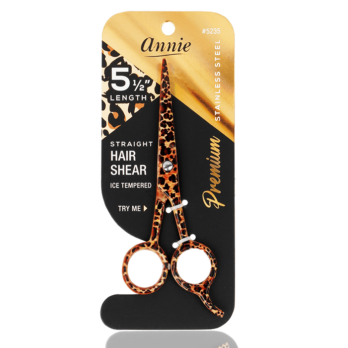 Annie Stainless Steel Straight Hair Shears 5.5 Inch, 1 Count, Leopard Print