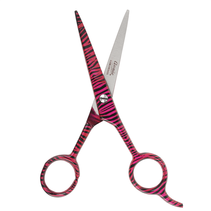 Annie Stainless Steel Straight Hair Shears 5.5 Inch, 1 Count, Pink Zebra