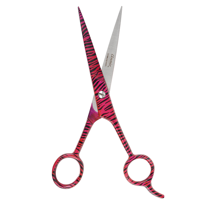 Annie Stainless Steel Straight Hair Shears 6.5 Inch, 1 Count, Pink Zebra