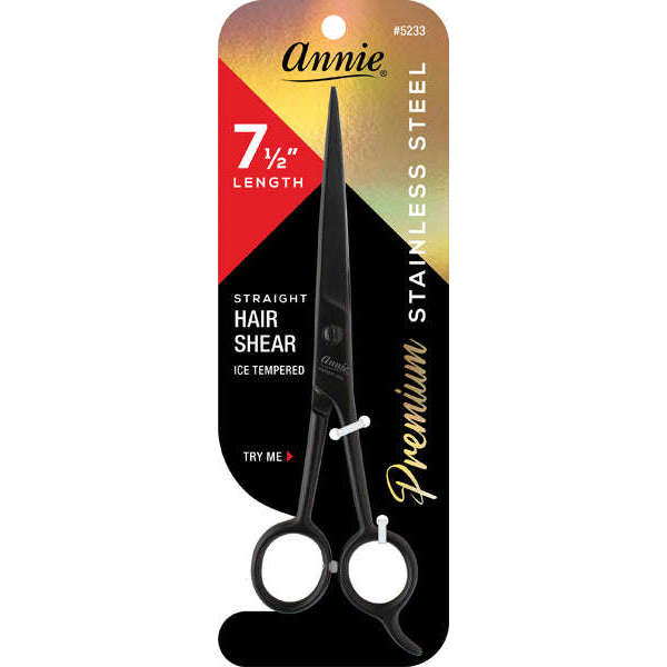 Annie Stainless Steel Straight Hair Shears 7.5 Inch, 1 Count, Black
