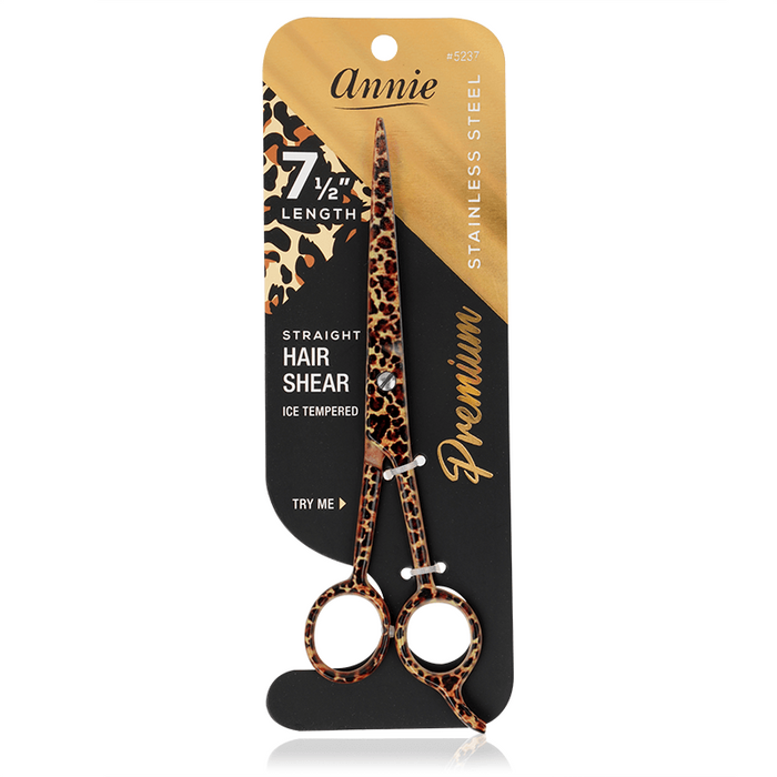 Annie Stainless Steel Straight Hair Shears 7.5 Inch, 1 Count, Leopard Print