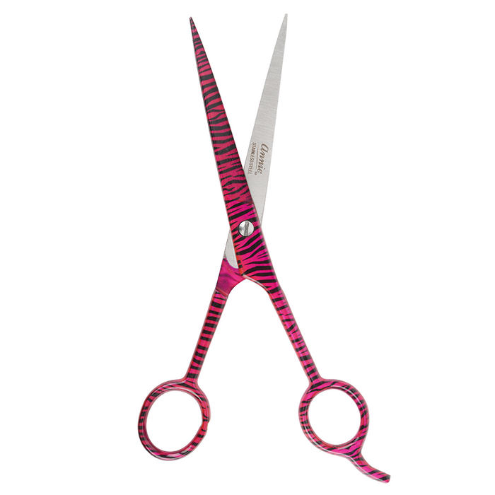 Annie Stainless Steel Straight Hair Shears 7.5 Inch, 1 Count, Pink Zebra