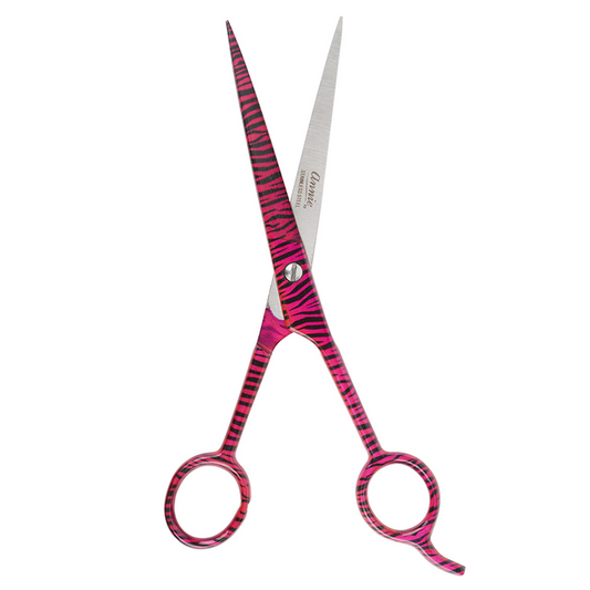 Annie Stainless Steel Straight Hair Shears 7.5 Inch, 1 Count, Pink Zebra
