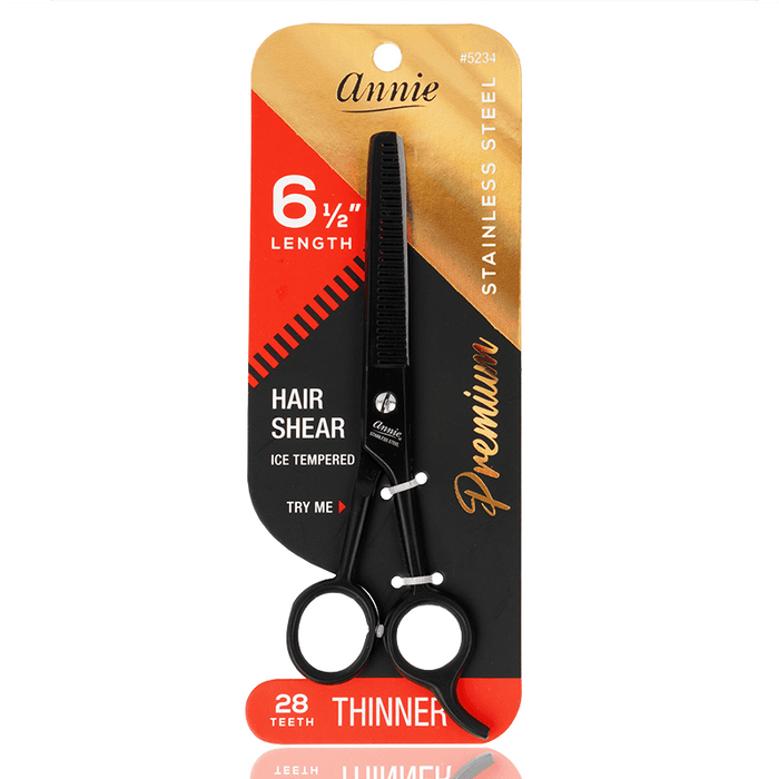 Annie Stainless Steel Thinning Hair Shears 6.5 Inch, 1 Count, Black