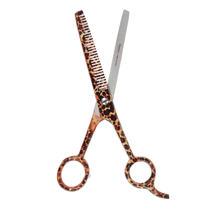 Annie Stainless Steel Thinning Hair Shears 6.5 Inch, 1 Count, Leopard Print