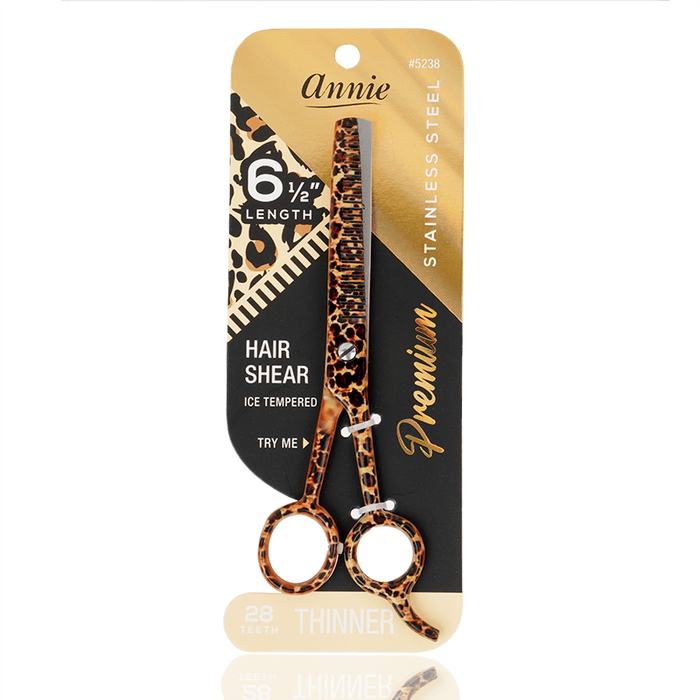 Annie Stainless Steel Thinning Hair Shears 6.5 Inch, 1 Count, Leopard Print