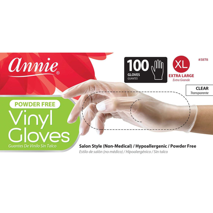 Annie Vinyl Gloves Powder Free, 100 Count Salon Hair Color Dye Gloves, Clear