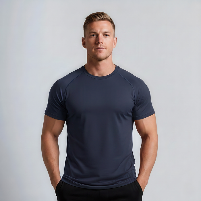 AVERON FitFlex Tee - Navy Blue - model raglan