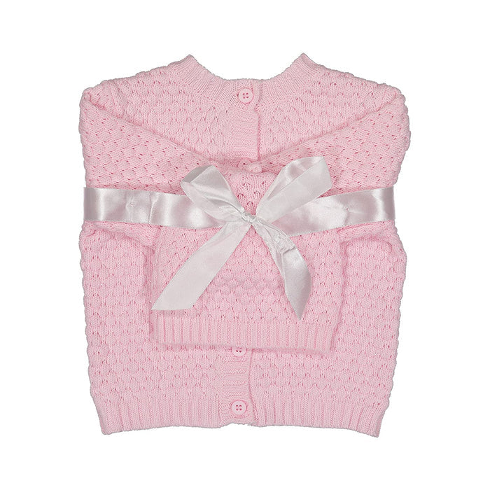 Baby Dove Porcorn Knit Sweater w/ Hat-Pink
