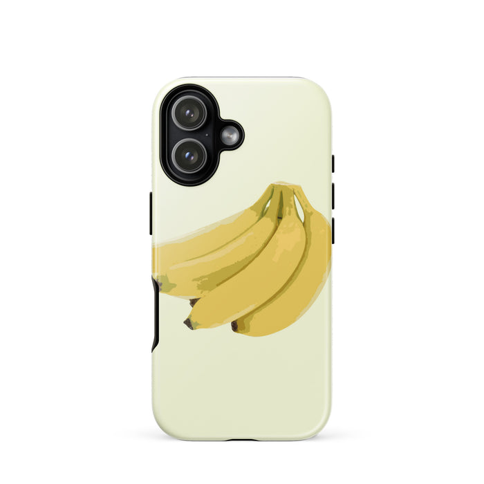 Phone case with a design of bananas on a light yellow background