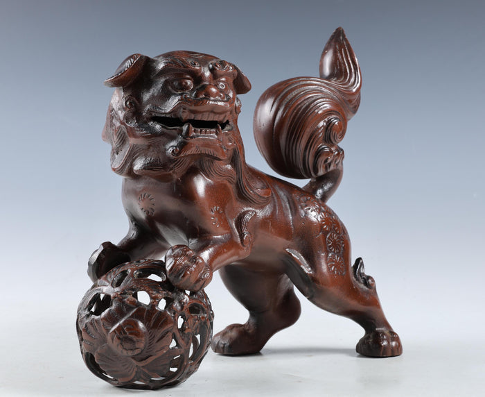 Beautiful Japanese Legendary Bronze Figure Good Atmosphere Leo Komainu