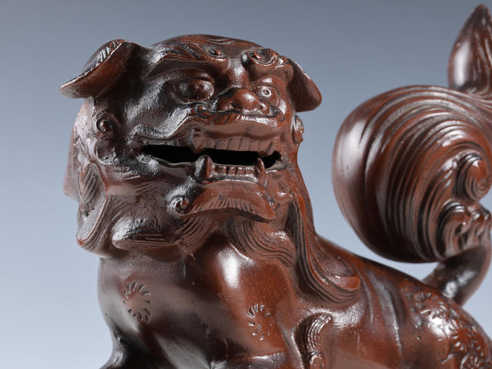 Beautiful Japanese Legendary Bronze Figure Good Atmosphere Leo Komainu