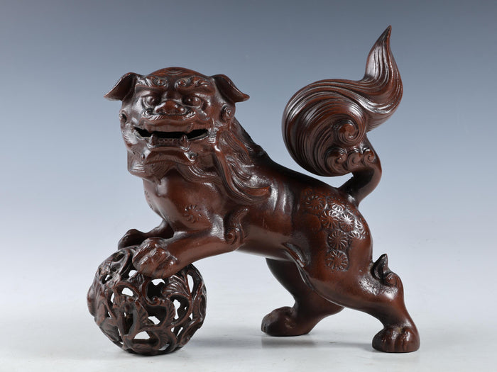 Beautiful Japanese Legendary Bronze Figure Good Atmosphere Leo Komainu