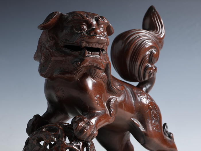Beautiful Japanese Legendary Bronze Figure Good Atmosphere Leo Komainu