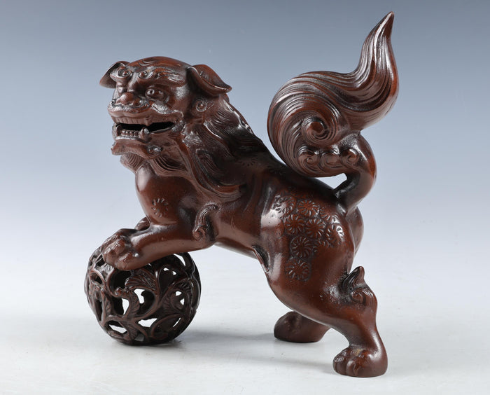 Beautiful Japanese Legendary Bronze Figure Good Atmosphere Leo Komainu