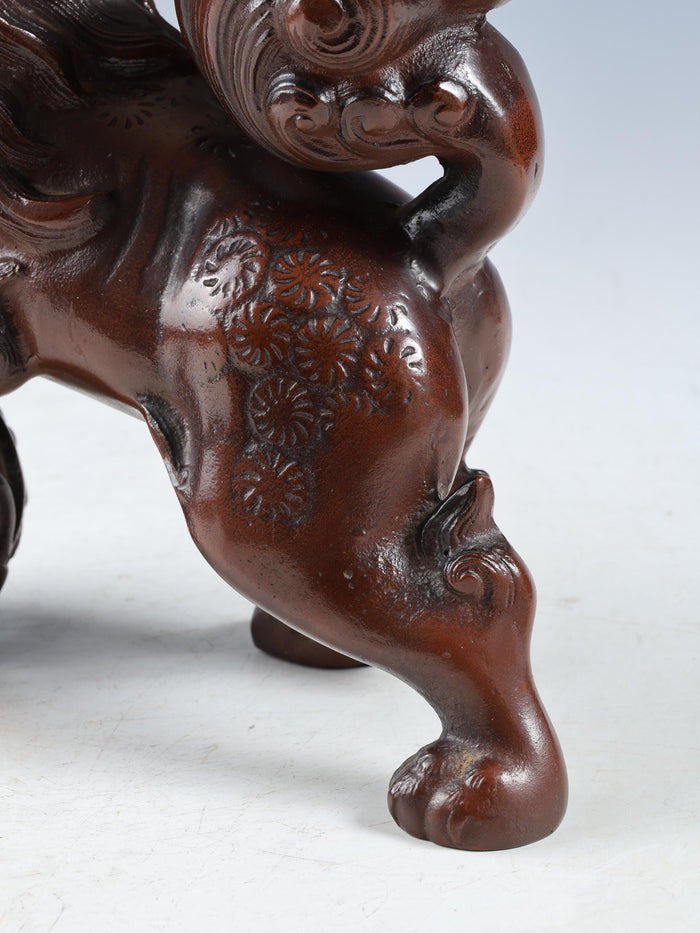 Beautiful Japanese Legendary Bronze Figure Good Atmosphere Leo Komainu