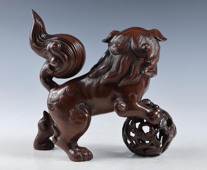 Beautiful Japanese Legendary Bronze Figure Good Atmosphere Leo Komainu