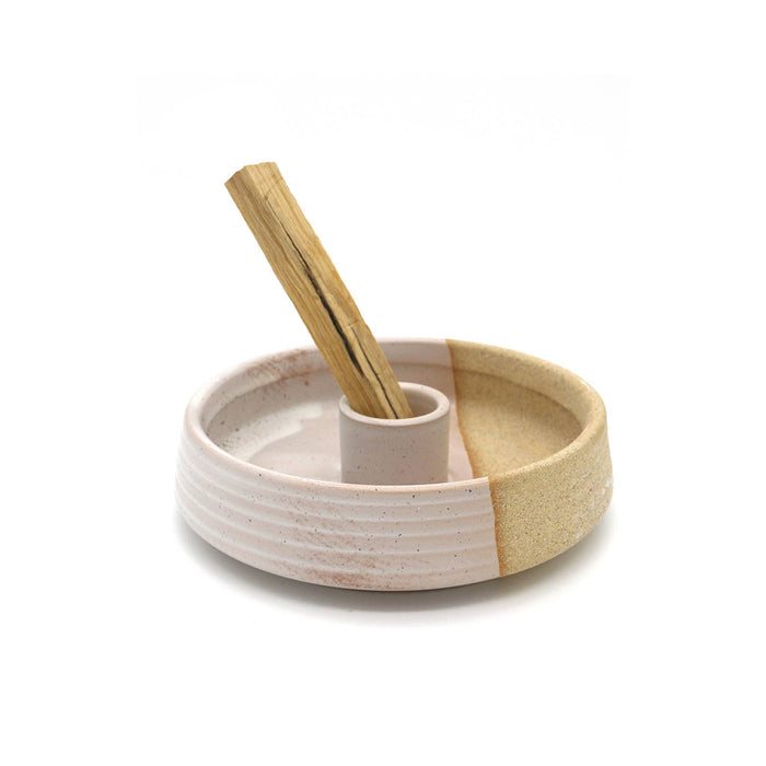 Beige Ridge Ceramic Palo Santo Burner