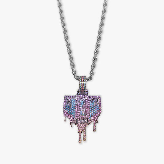 White Gold BL101 Drip Plate necklace on white background