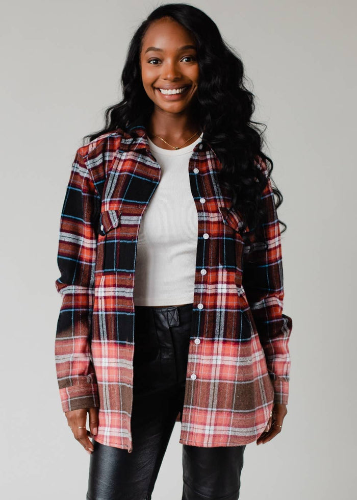 Black, Rust & Blue Plaid Flannel
