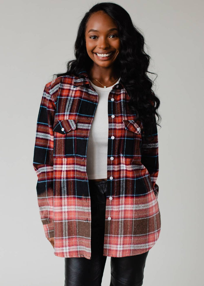 Black, Rust & Blue Plaid Flannel