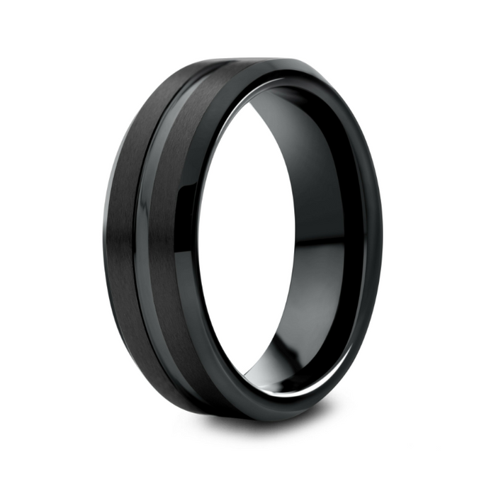 Black Zirconium Patterned Men's Ring