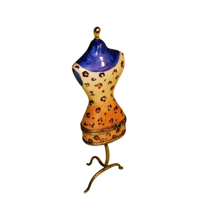 Leopard Print Fashion Dress Box Porcelain Limoges Fashion jewelry women shoes limoges box French Trinket Box
