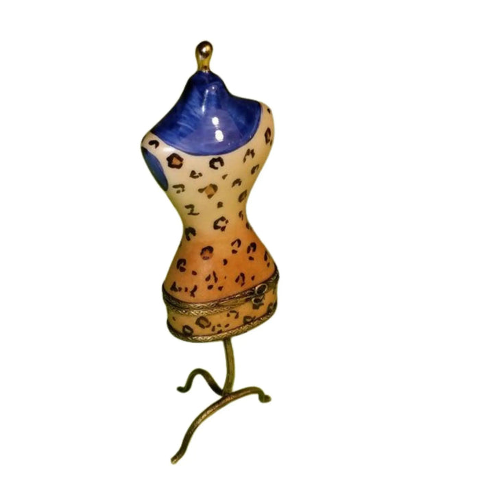 Leopard Print Fashion Dress Box Porcelain Limoges Fashion jewelry women shoes limoges box French Trinket Box