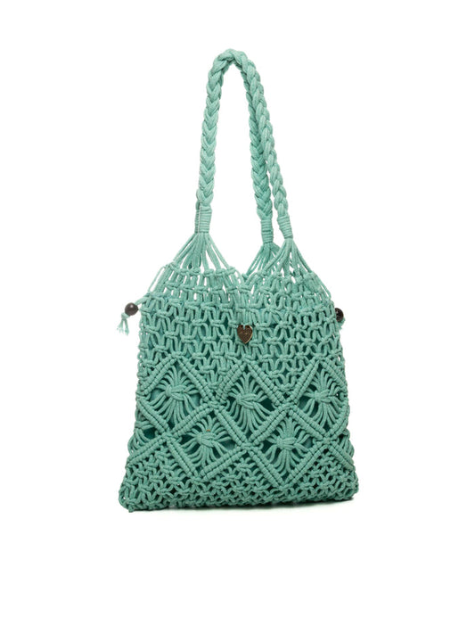HATYOU borsa a spalla macramé verde acqua BP0328 MACRAME-ACQUA
