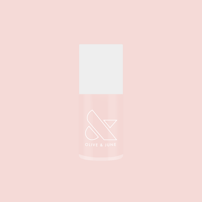 Brave Blush pastel pink nail polish bottle by Olive and June for a smooth, long-lasting at-home manicure or pedicure