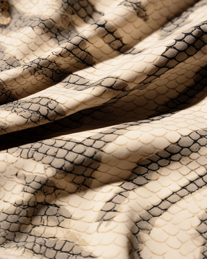Fabric swatch of one-piece-swimsuit-tiger-chain-fabric-swatch
