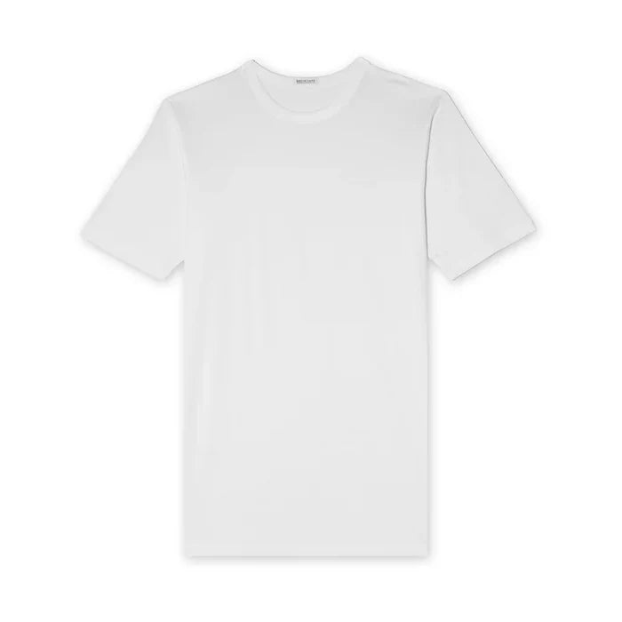 Bresciani 100% Sea Island Cotton White Knitted Round Neck T-shirt
