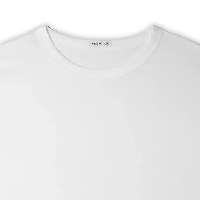 Bresciani 100% Sea Island Cotton White Knitted Round Neck T-shirt