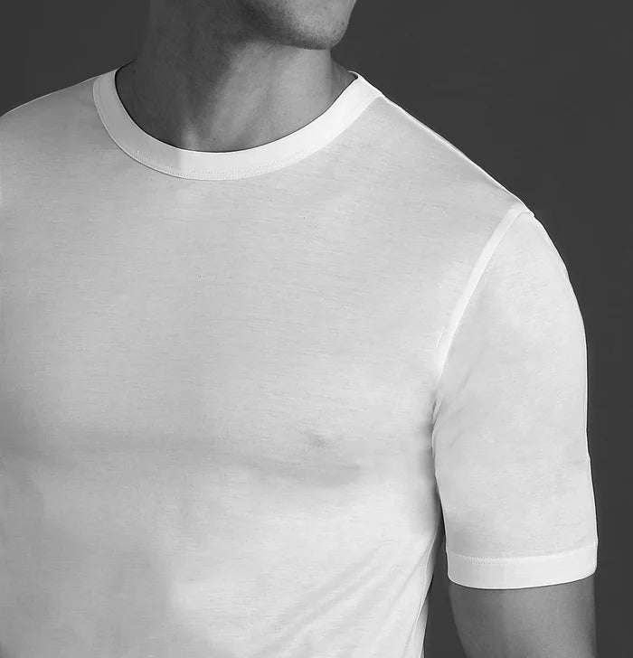 Bresciani 100% Sea Island Cotton White Knitted Round Neck T-shirt
