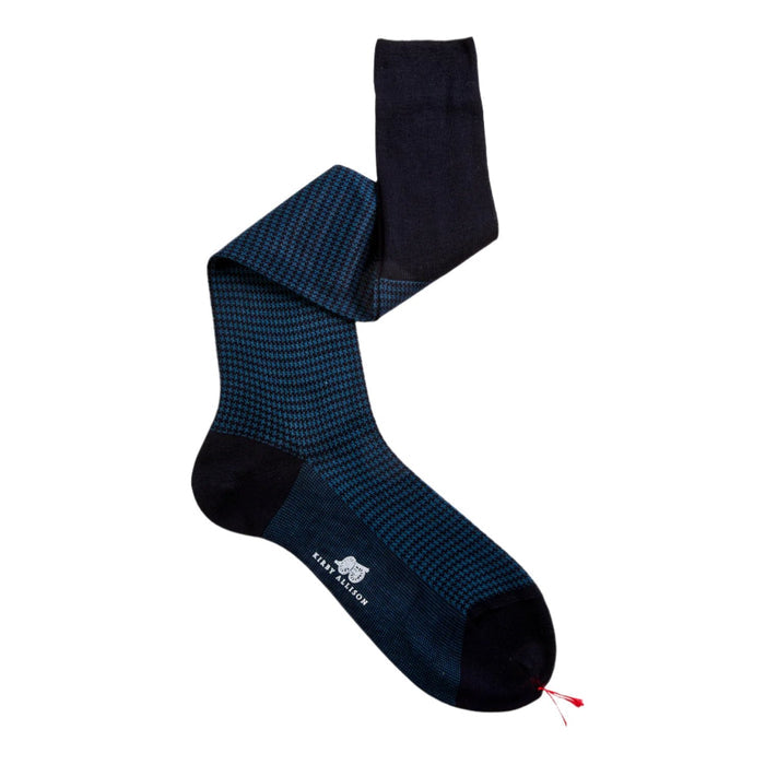 Bresciani Houndstooth OTC Cotton Dress Socks