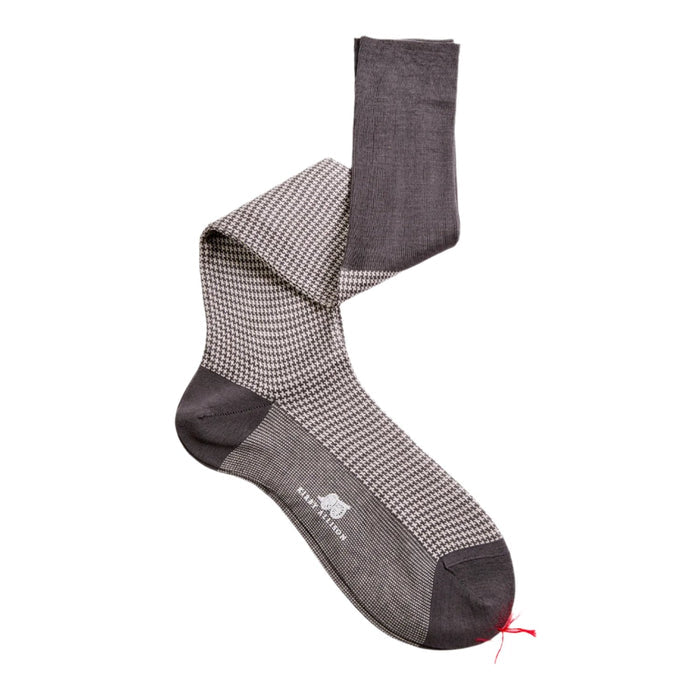 Bresciani Houndstooth OTC Cotton Dress Socks